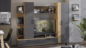 Стенка «Дакота» Дуб Крафт золотой, Антрацит в Пангоды - pangody.mebel-tymen.ru | фото