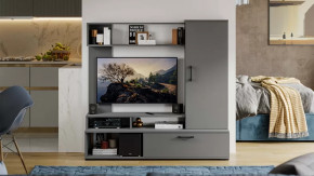 Стенка «Сиена» Графит Серый в Пангоды - pangody.mebel-tymen.ru | фото