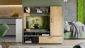 Стенка «Сиена» Графит Серый, Дуб Крафт золотой в Пангоды - pangody.mebel-tymen.ru | фото