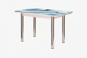 Стол Бостон 2, фотопечать Агат, белый/хром в Пангоды - pangody.mebel-tymen.ru | фото