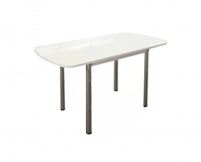 Стол Бостон-3 раздвижной, белый глянец, хром брифинг в Пангоды - pangody.mebel-tymen.ru | фото