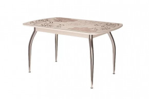 Стол Бостон-3 раздвижной, ваниль, фотопечать/хром триумф в Пангоды - pangody.mebel-tymen.ru | фото