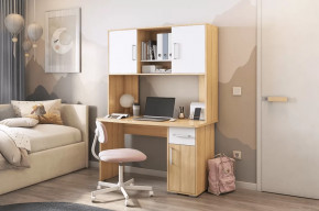 Стол компьютерный Лайт К2 дуб сонома/белый в Пангоды - pangody.mebel-tymen.ru | фото