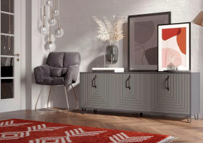 Тумба Квадро М-6, ЛДСП серый графит/МДФ софт графит в Пангоды - pangody.mebel-tymen.ru | фото