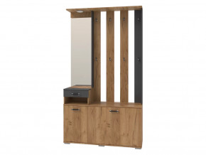 Вешалка с зеркалом Бостон Секция-7 Дуб Вотан/Антрацит в Пангоды - pangody.mebel-tymen.ru | фото